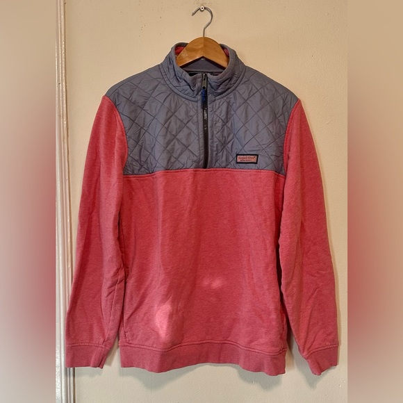 Other - Vineyard Vines Quarter-Zip pink and blue mesh sweater.